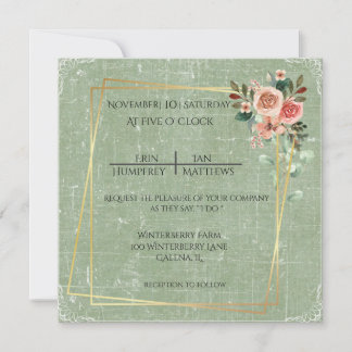 Vintage Paper & Roses Invitation
