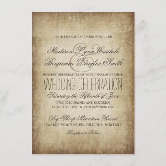 Vintage Paper Rustic Country Wedding Invitations
