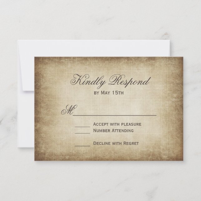 Vintage Paper Rustic Country Wedding RSVP Cards (Front)