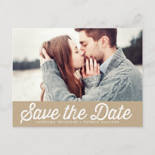 VINTAGE PAPER RUSTIC PHOTO SAVE THE DATE POSTCARD