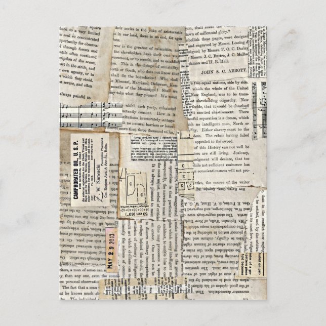 Vintage Paper Scraps - Vertical Postcard (Front)