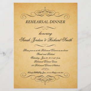 Vintage Paper Swirls Rehearsal Dinner Invitation