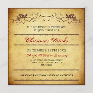 Vintage Paper Typographic Christmas Invitation