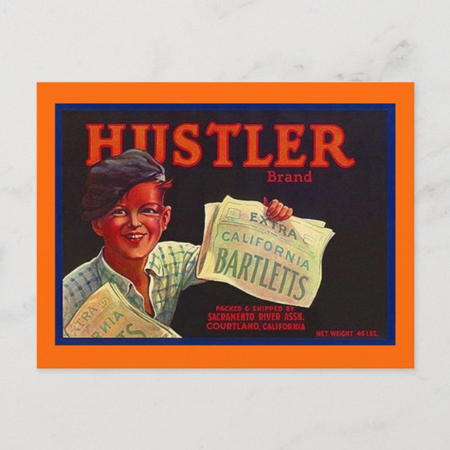 Vintage Paperboy Hustler CA Fruit Crate Postcards (Front)