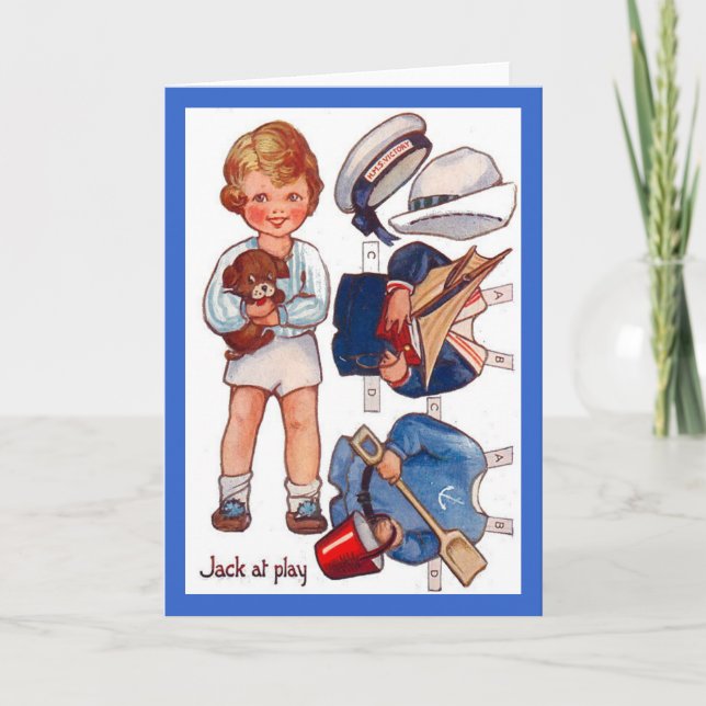 Vintage Paperdoll Little Boy Jack Greeting Card (Front)
