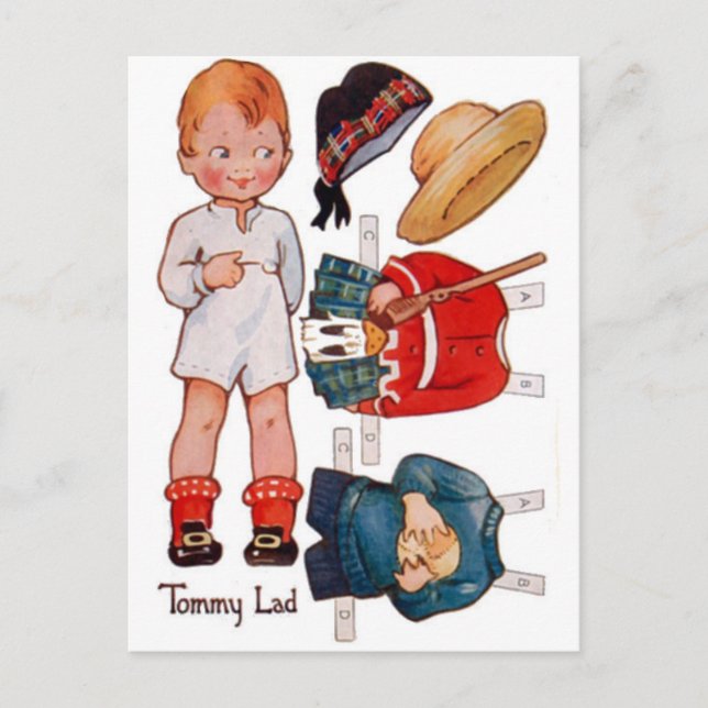 Vintage Paperdoll Little Boy Tommy Postcard (Front)