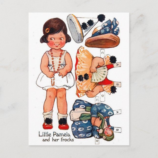 Vintage Paperdoll Little Girl Pamela Postcard (Front)