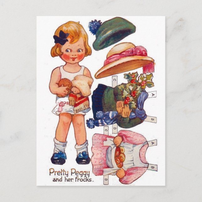 Vintage Paperdoll Little Girl Peggy Postcard (Front)