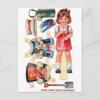 Vintage Paperdoll Mary, Mary Quite Contrary Card