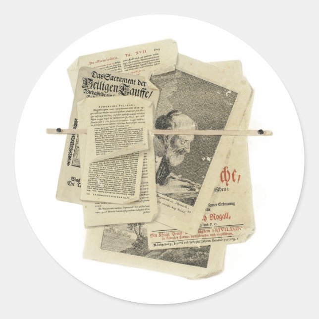 Vintage Papers Prints Scrapbooking Art Classic Round Sticker (Front)