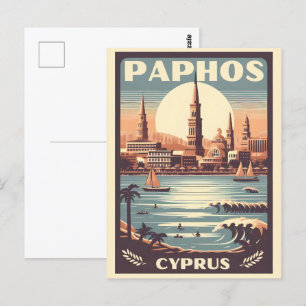 Vintage Paphos City, Cyprus holiday gift souvenir Postcard