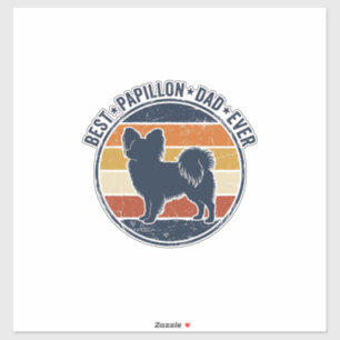 Vintage Papillon Dog Dad Retro Sunset Shirt Design