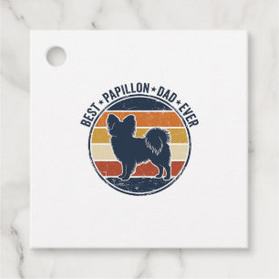 Vintage Papillon Dog Dad Retro Sunset Shirt Design Favour Tags
