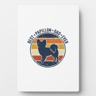 Vintage Papillon Dog Dad Retro Sunset Shirt Design Plaque