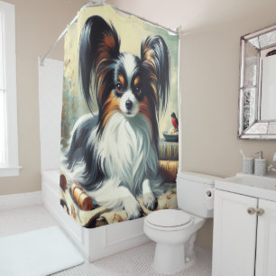 Vintage Papillon Dog Painting