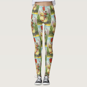 Vintage Pâques Giant Baby Chick Riding Leggings