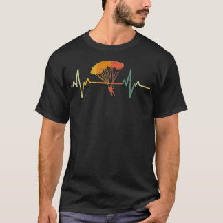 Vintage Paraglider Gift Heartbeat Skydive Parachut T-Shirt