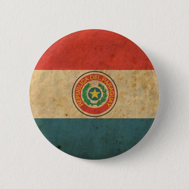 Vintage Paraguay Flag 2 Inch Round Button (Front)