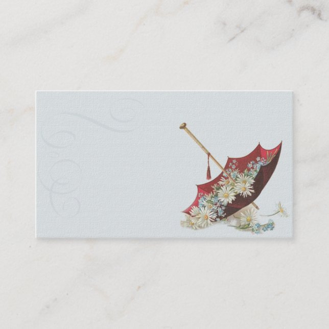 Vintage Parasol Illustration Business Card (Front)