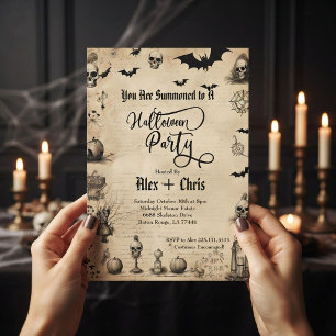 Vintage Parchment Adult Gothic Halloween Party Invitation