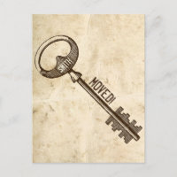 Vintage Parchment Antique Key Change of Address