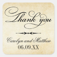 Vintage Parchment Black Monogram Thank You