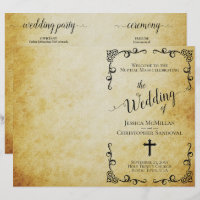 Vintage Parchment Catholic Wedding Program