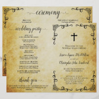 Vintage Parchment Holy Matrimony Wedding Program
