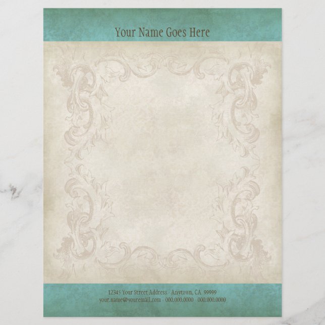 Vintage Parchment Look Letterhead Resume Paper (Front)