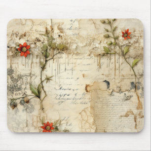 Vintage Parchment Love Letter with Flowers (6) Mouse Pad
