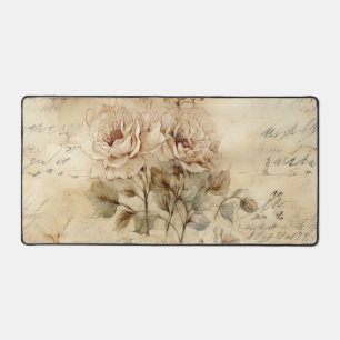 Vintage Parchment Love Letter with Flowers (7) Desk Mat