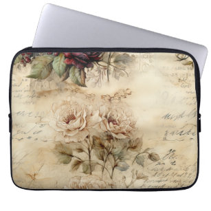Vintage Parchment Love Letter with Flowers (7) Laptop Sleeve