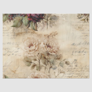 Vintage Parchment Love Letter with Flowers (7) Tissue Paper