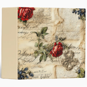 Vintage Parchment Love Letter with Flowers (9) Binder