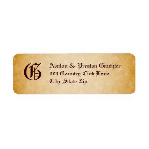 Vintage Parchment Monogram Christmas Address Label