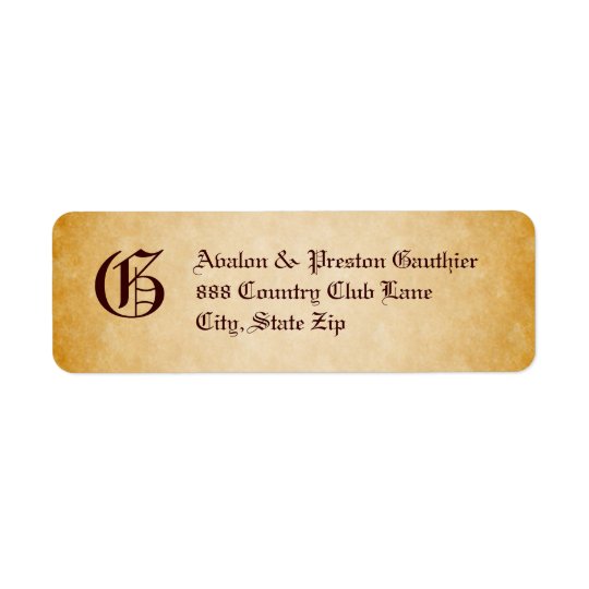 Vintage Parchment Monogram Halloween Address Label
