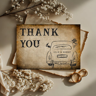 Vintage Parchment Old World Romance Wedding Thank You Card