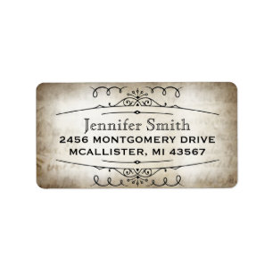 Vintage parchment paper script address label