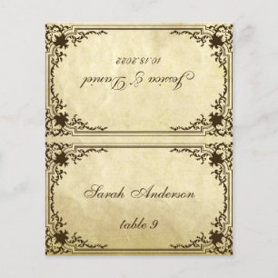 Vintage Parchment Printed Name Wedding Place Card
