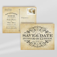 Vintage Parchment Scrollwork Save the Date