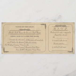 Vintage Parchment Ticket Wedding Invite and RSVP