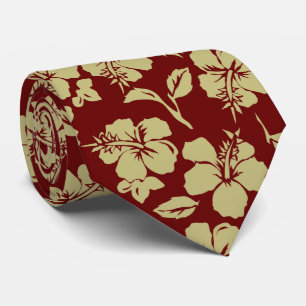 Vintage Pareau Hawaiian Hibiscus Two-sided Printe Tie