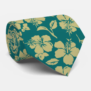 Vintage Pareau Hawaiian Hibiscus Two-sided Printe Tie