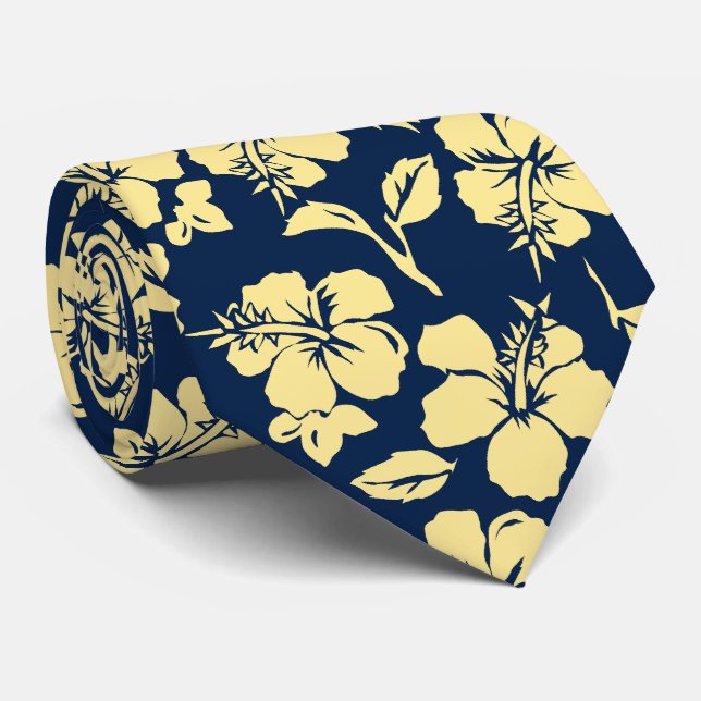 Vintage Pareau Hawaiian Hibiscus Two-sided Printed Tie (Rolled)