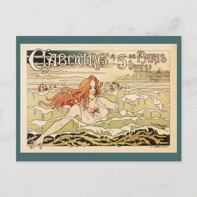 Vintage Paris Basin French beach ad Postcard (Front)