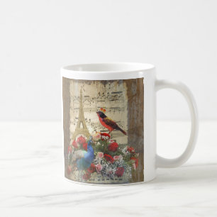Vintage Paris & bird music sheet collage Coffee Mug
