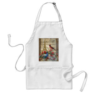 Vintage Paris & bird music sheet collage Standard Apron