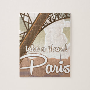 Vintage Paris Cartoon travel poster Jigsaw Puzzle