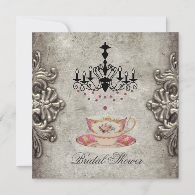 Vintage paris chandelier bridal Tea Party Invitation (Front)