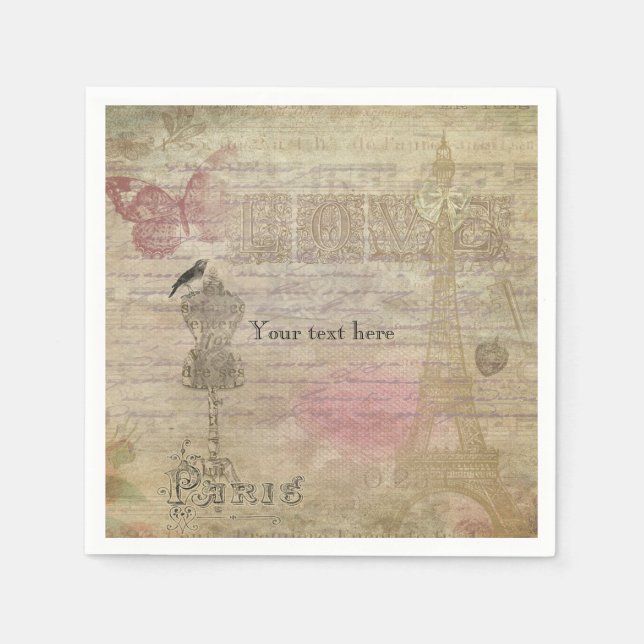 Vintage Paris Chic Birthday Party Wedding Napkins (Front)